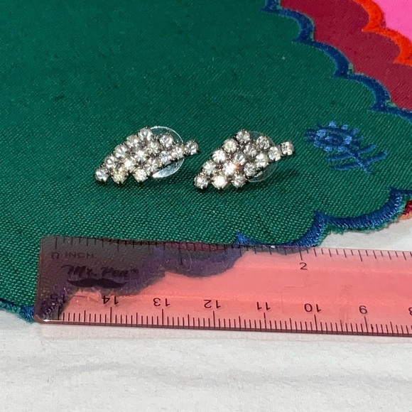 Silver Teardrop Cluster Earrings vintage - Picture 4 of 5